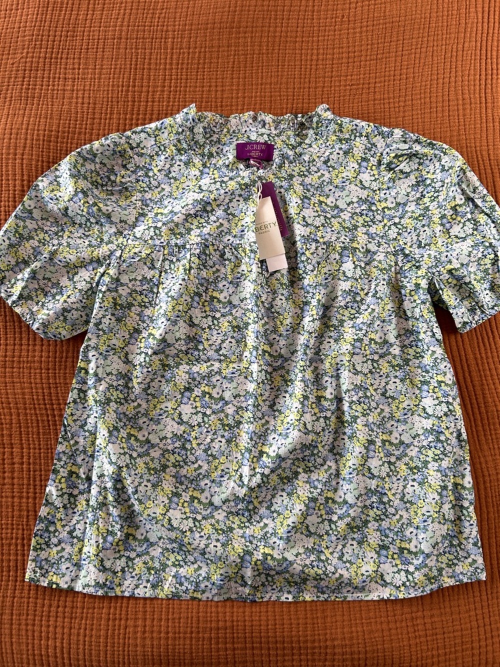 J.Crew Ruffle-Trim Short-Sleeved Top in Liberty Thorpe Hill Fabric